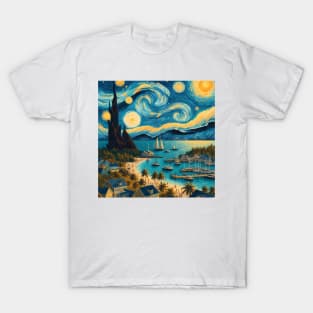 Bahamas, in the style of Vincent van Gogh's Starry Night T-Shirt